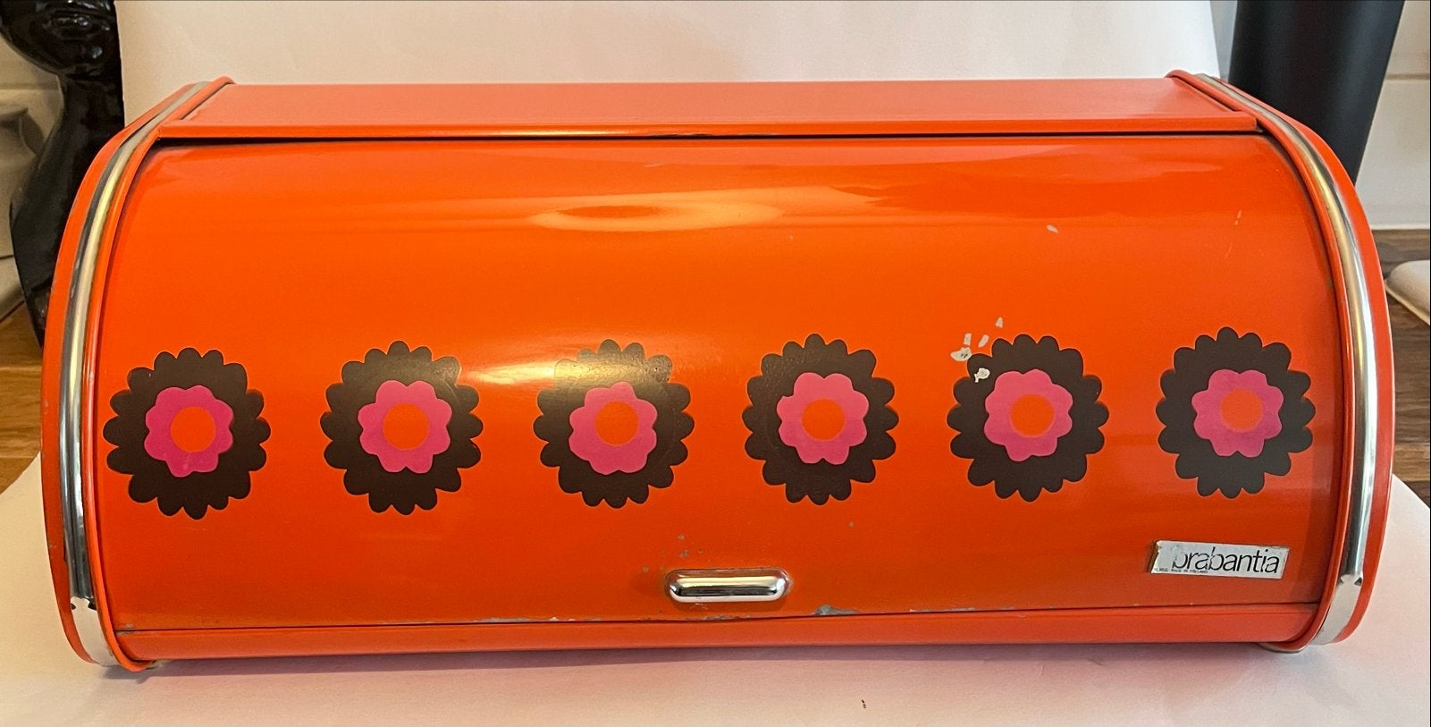 Vintage Brabantia Patrice Broodtrommel Oranje, Gebruikt, Ophalen of Verzenden, Metaal, Broodtrommel