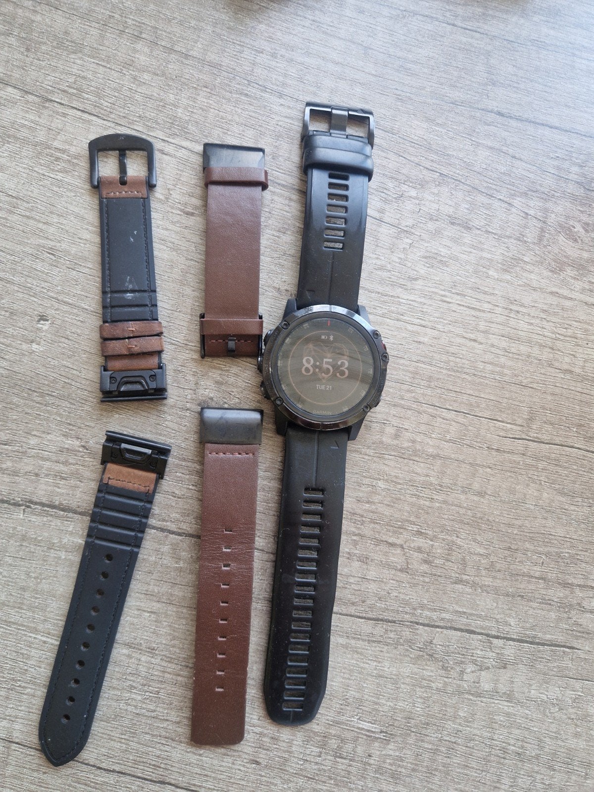 Garmin Fenix 5 Plus Sapphire met extra bandjes, Gebruikt, Zwart, Garmin, Ophalen of Verzenden
