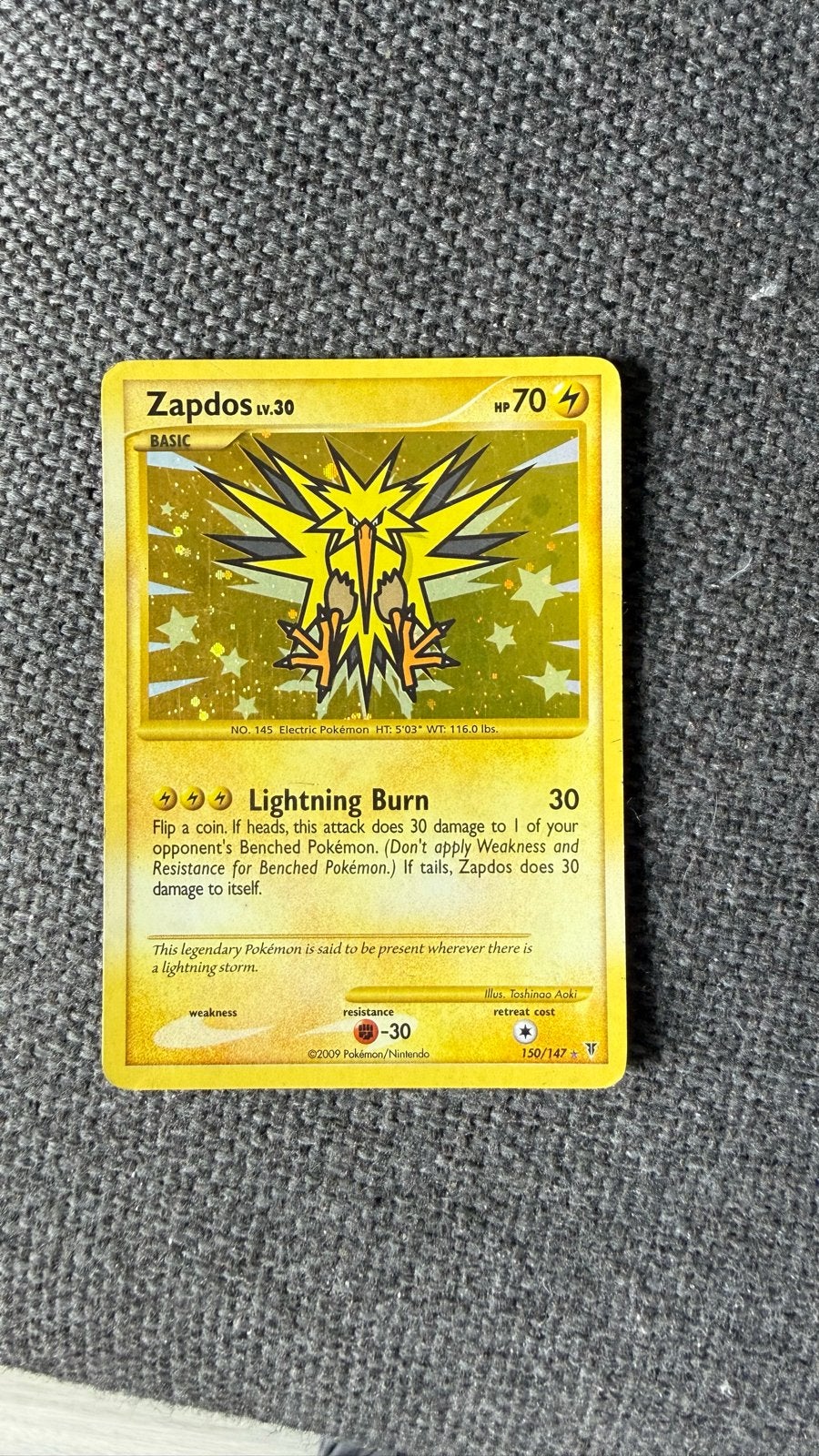 Pokémon Kaart Zapdos LV.30 (2009) - 150/147, Ophalen of Verzenden, Gebruikt, Losse kaart