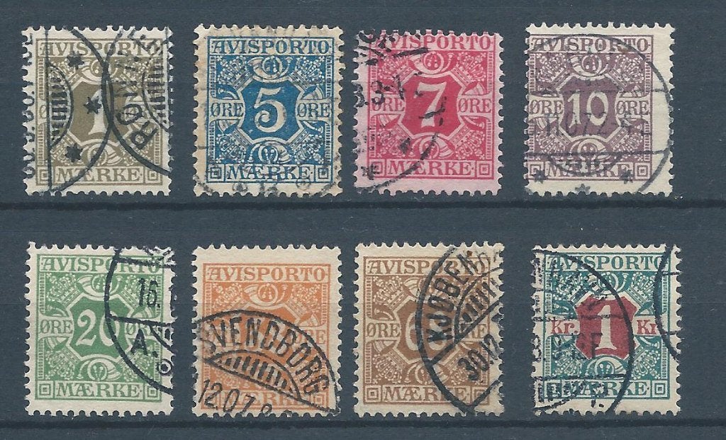 6303 Denemarken – Verrekening Mi Nr 1-8X (gestempeld), Ophalen of Verzenden, Denemarken, Gestempeld