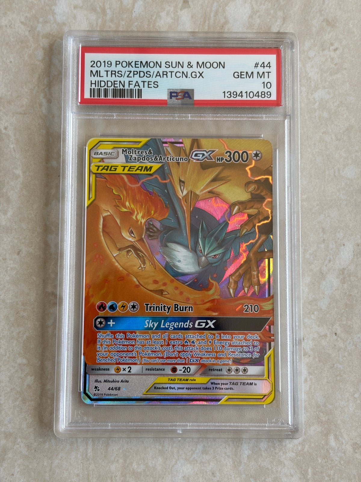 Sun & Moon Zapdos, Articuno, Moltres PSA 10, Ophalen of Verzenden, Nieuw, Losse kaart