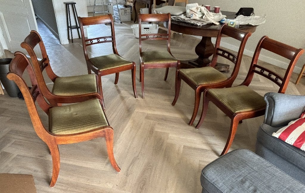 6 eetkamerstoelen, Huis en Inrichting, Ophalen, Hout, Gebruikt, Bruin