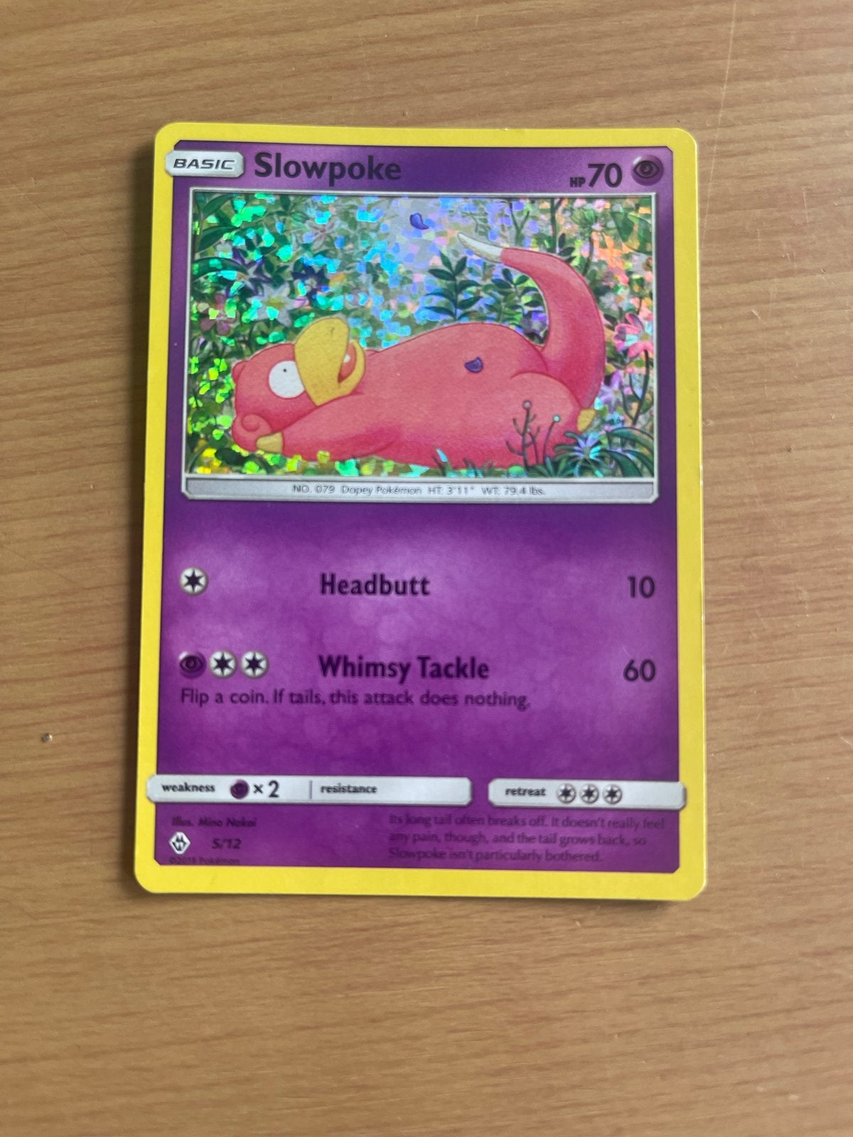 Slowpoke Pokémon Kaart 2018 - Goede Conditie, Ophalen of Verzenden, Zo goed als nieuw, Losse kaart, Foil