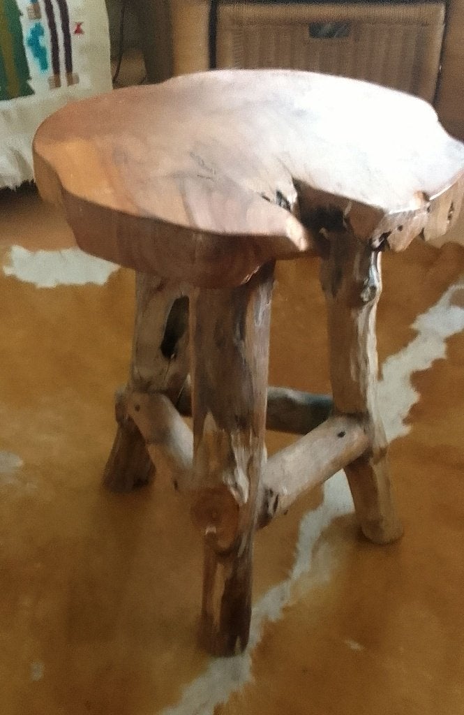 Boomstamschijf Tafel - kruk, Minder dan 55 cm, Gebruikt, Rond, Hout