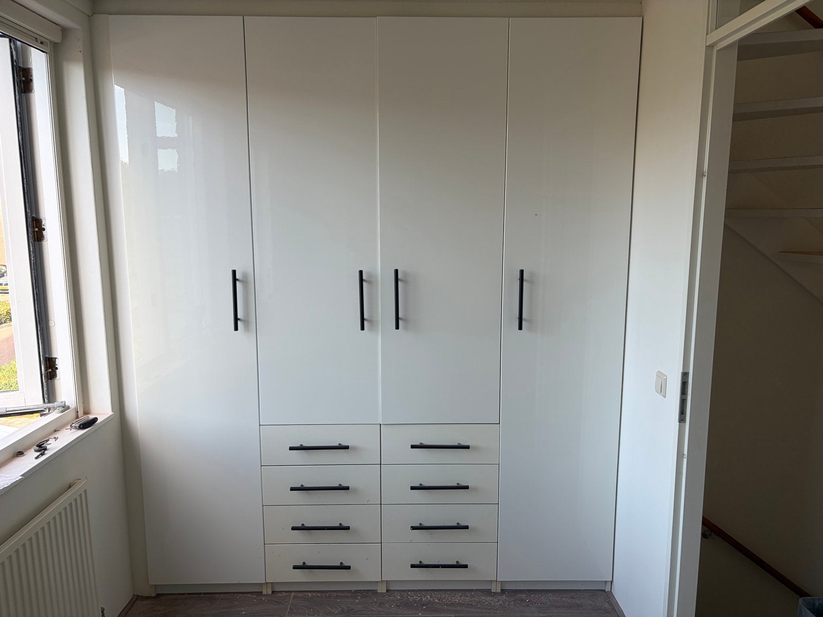 Witte kledingkast met lades en deuren, Ophalen, Overige materialen, Gebruikt, 200 cm of meer