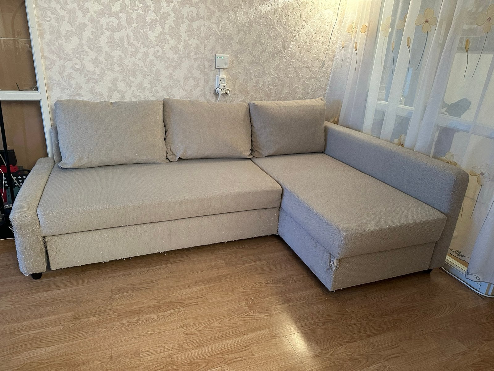 IKEA Friheten hoekslaapbank met opberger Beige, Ophalen, Gebruikt, Stof