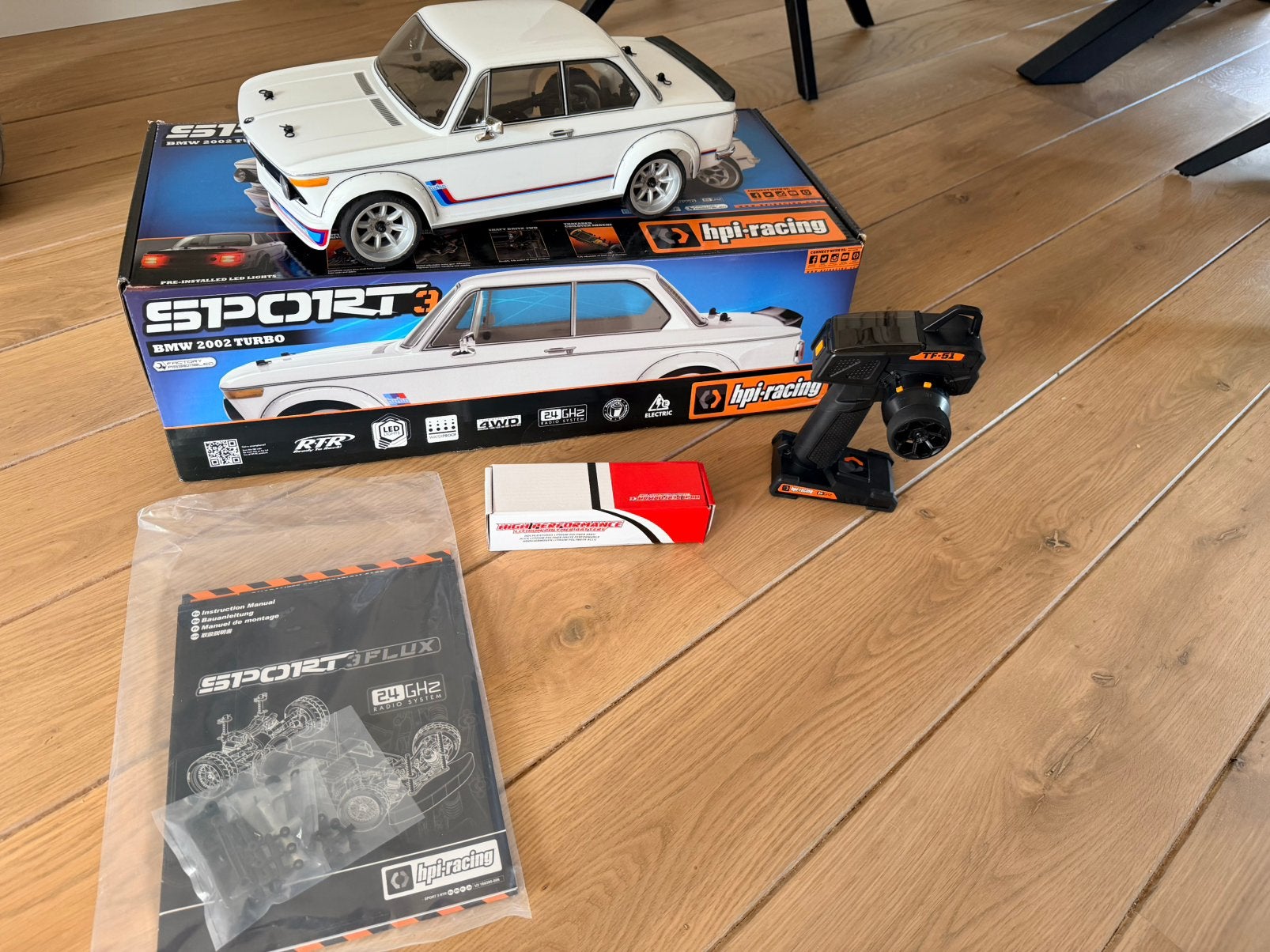 HPI Sport 3 FLUX BMW 2002 Turbo RtR incl 3S lipo ZGAN!!, Elektro, Ophalen of Verzenden, Zo goed als nieuw, Schaal 1:10