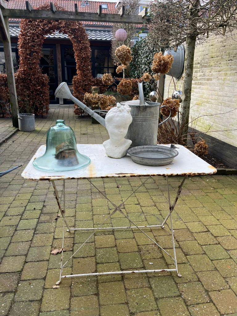 Franse tuintafel wit brocant,vintage, Ophalen, X, X, X
