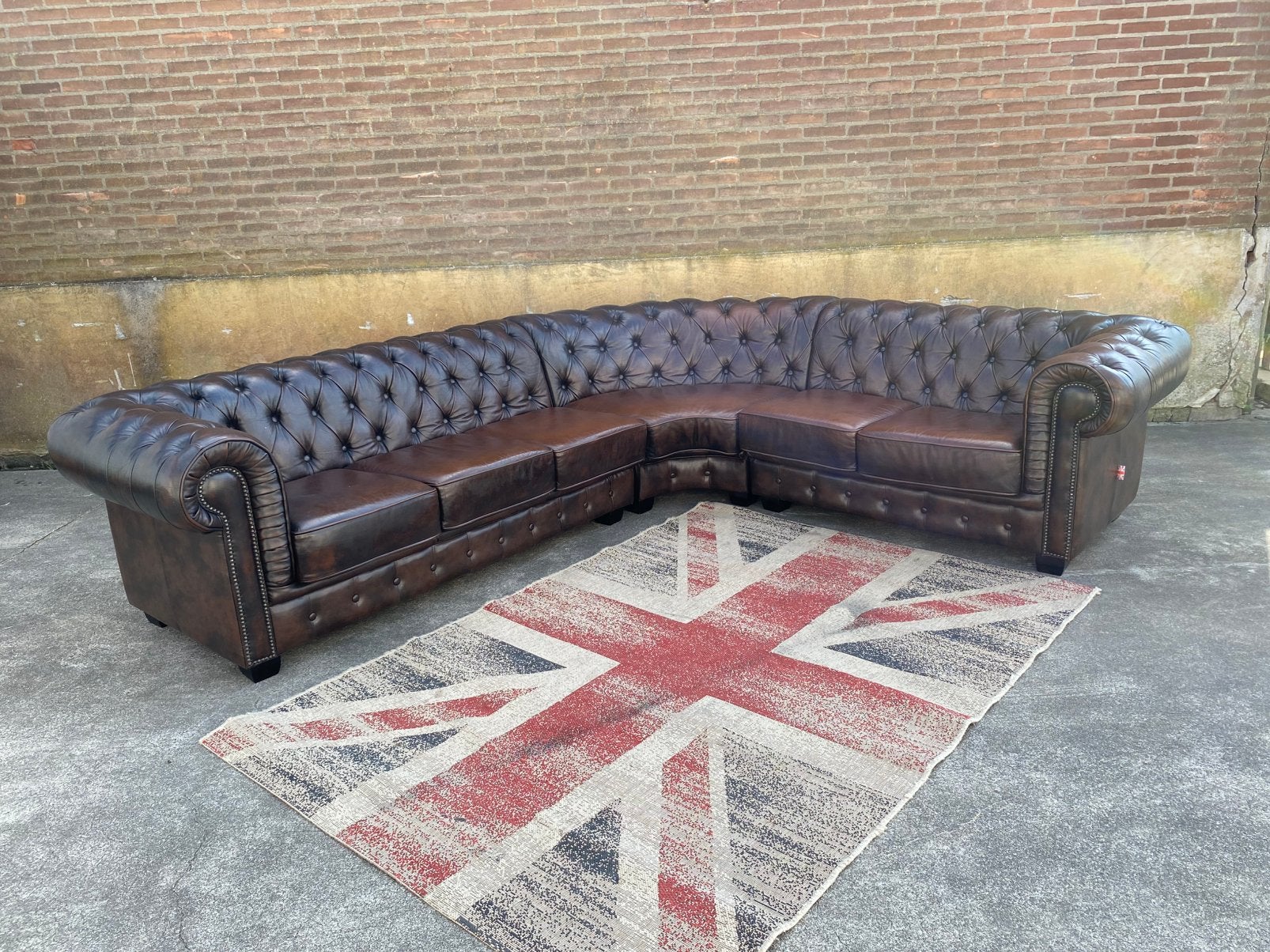 Foto 2 van nieuwstaat ! Chesterfield bruin leren hoekbank Birmingham !!
