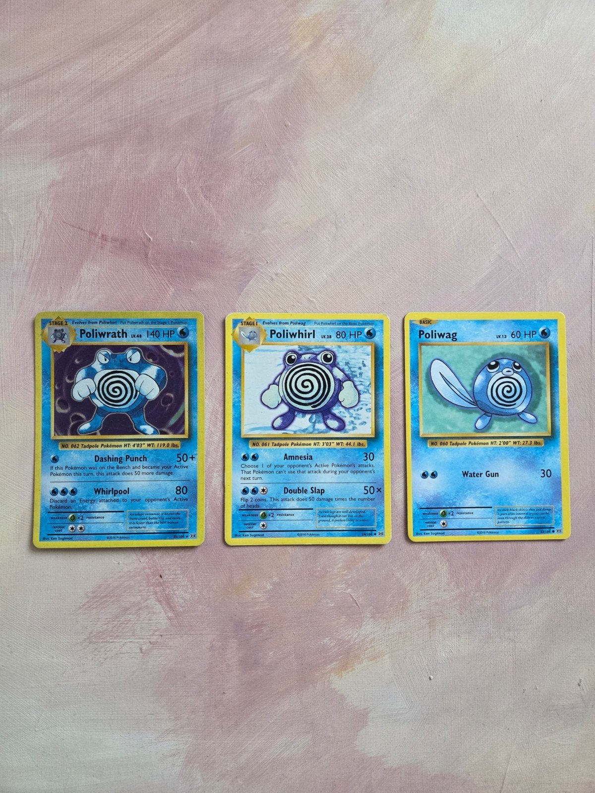 Pokémon Kaarten: Poliwag, Poliwhirl, Poliwrath, Ophalen of Verzenden, Zo goed als nieuw, Meerdere kaarten
