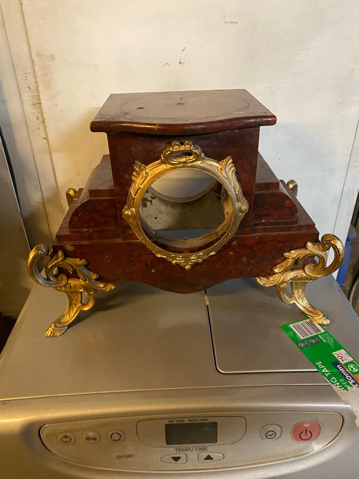 Antieke marmeren klokvoet met bronzen ornamenten, Antiek en Kunst, Antiek | Klokken, Ophalen
