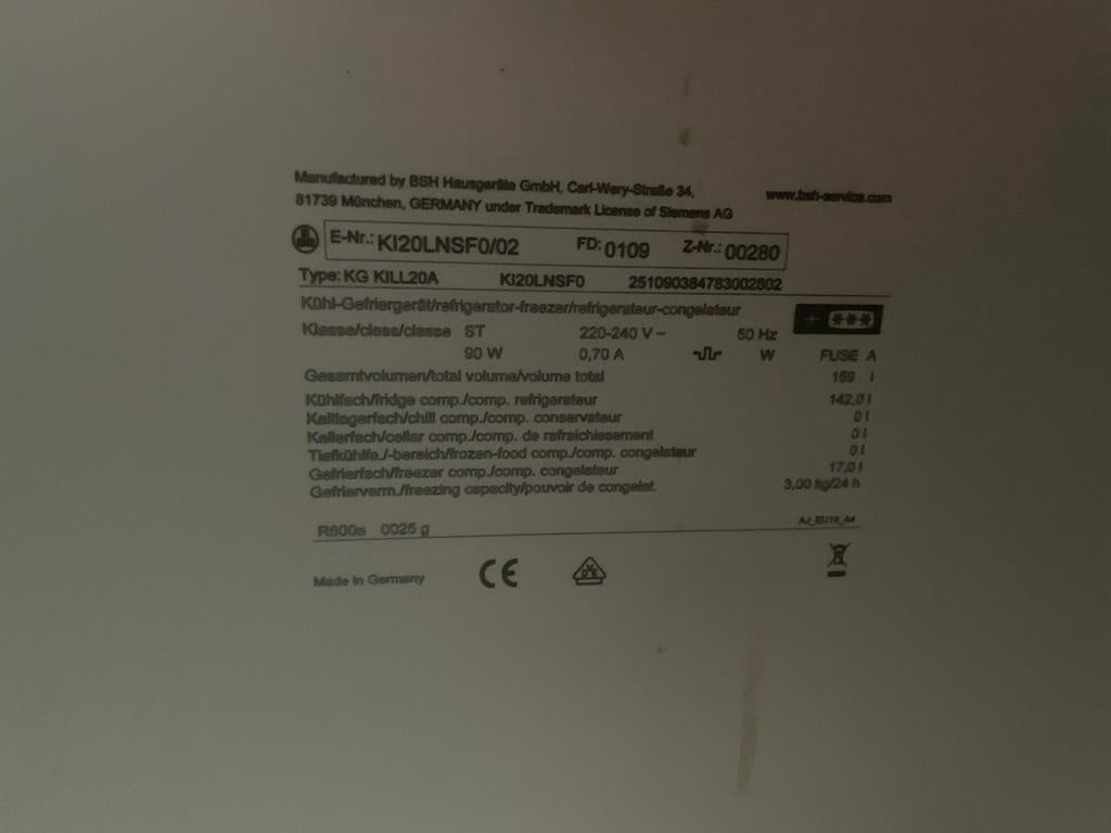 Siemens inbouw koelkast met vriesvak 102 cm, Ophalen, Gebruikt, Met vriesvak, 85 tot 120 cm