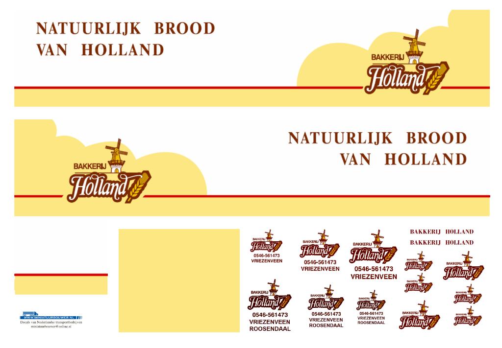 Vrachtauto decal 1:50 Bakkerij Holland, Hobby en Vrije tijd, Modelauto's | 1:50, Verzenden, Nieuw, Bus of Vrachtwagen, Overige merken