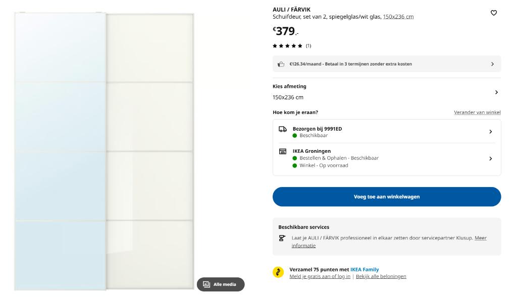 PAX kledingkast schuifdeuren - inrichting, Gebruikt, 100 tot 150 cm, 200 cm of meer, Glas