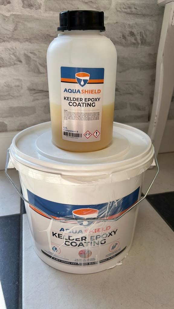 Aqua Shield kelder Epoxy 2 comp, Minder dan 5 liter, Ophalen of Verzenden, Zo goed als nieuw, Wit