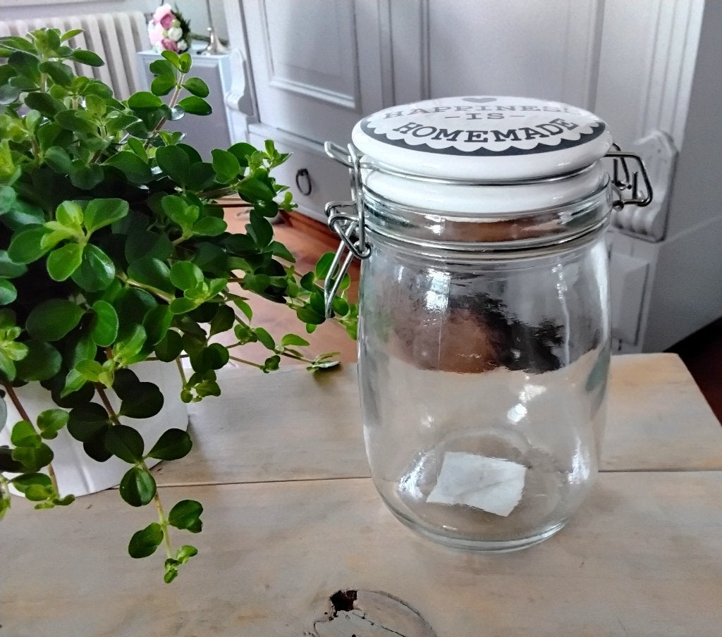 Voorraadpot - weckpot - happiness is homemade - nieuw, Voorraadpot, Ophalen of Verzenden, Nieuw, Glas