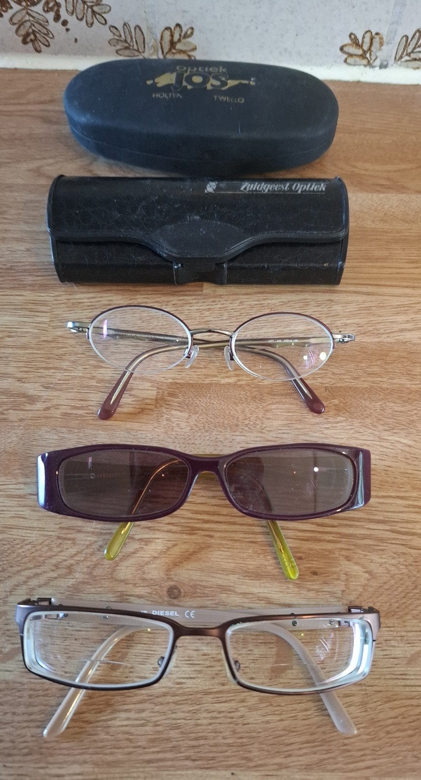 3 Designer Brillen (o.a. Diesel) met brillenkokers, Sieraden, Tassen en Uiterlijk, Overige merken, Gebruikt, Overige kleuren, Ophalen of Verzenden