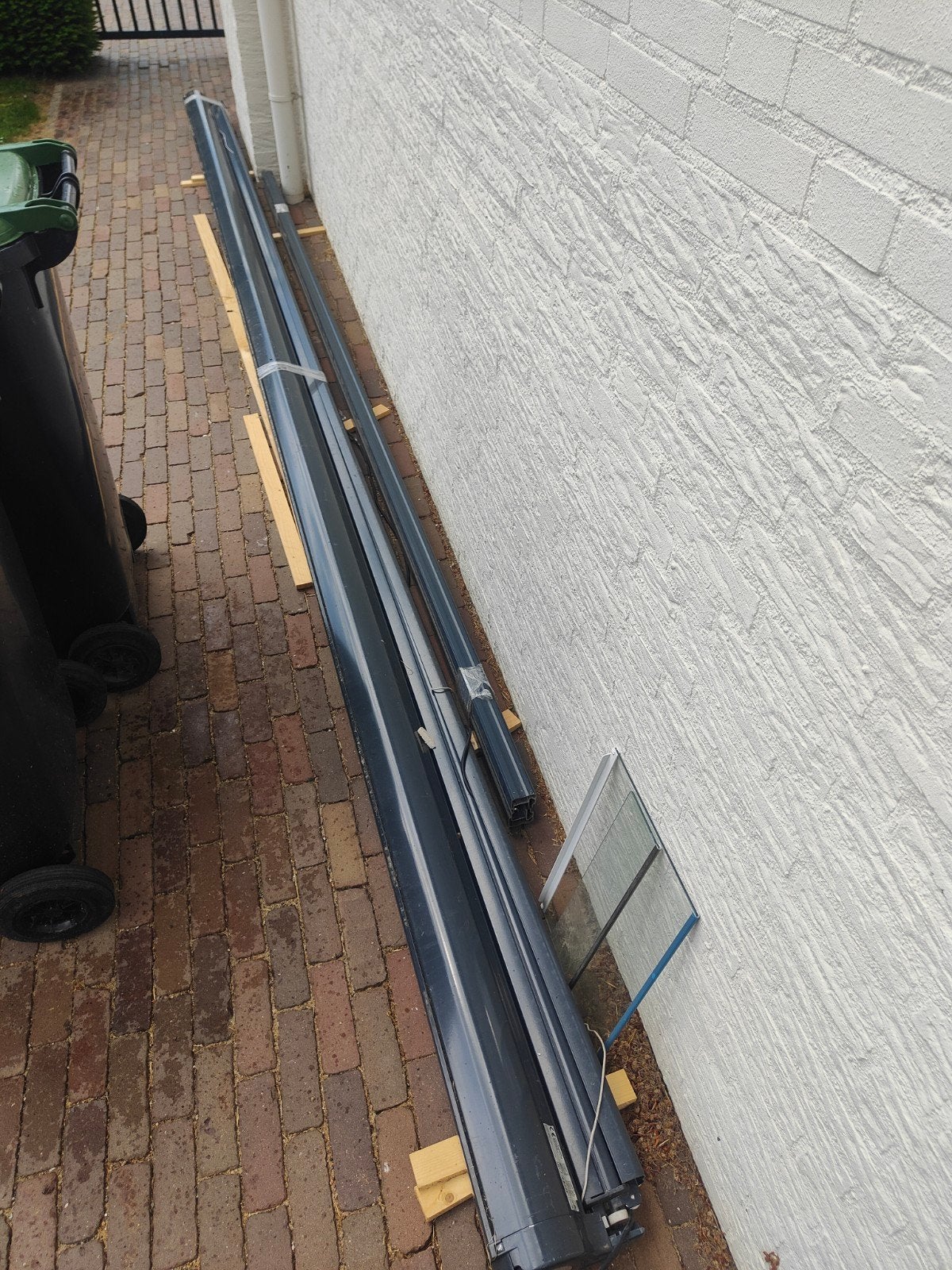 Electrische zonwering anthraciet grijs, Tuin en Terras, Zonneschermen, Ophalen, 450 cm of meer, Elektrisch, Zo goed als nieuw