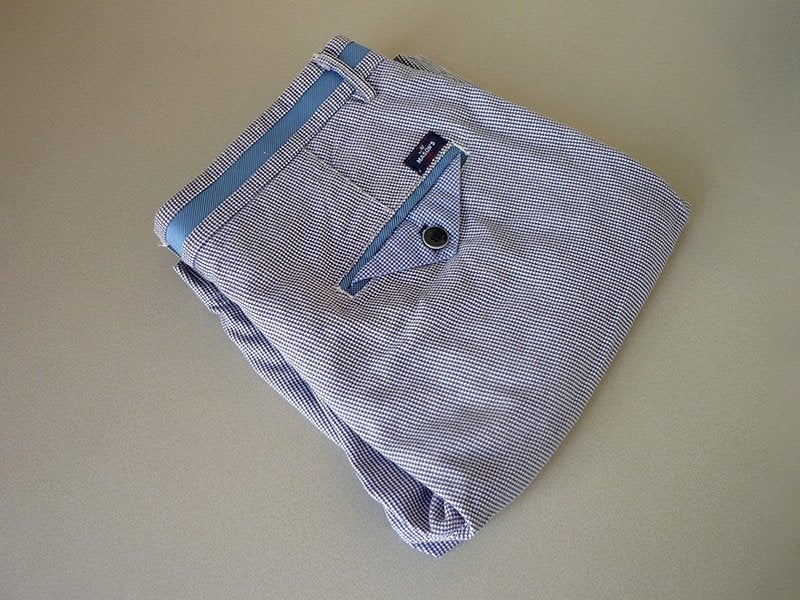 Mason's luxe korte broek, klein blokje, met nepriem, maat 46, Blauw, Mason's, Ophalen of Verzenden, Zo goed als nieuw