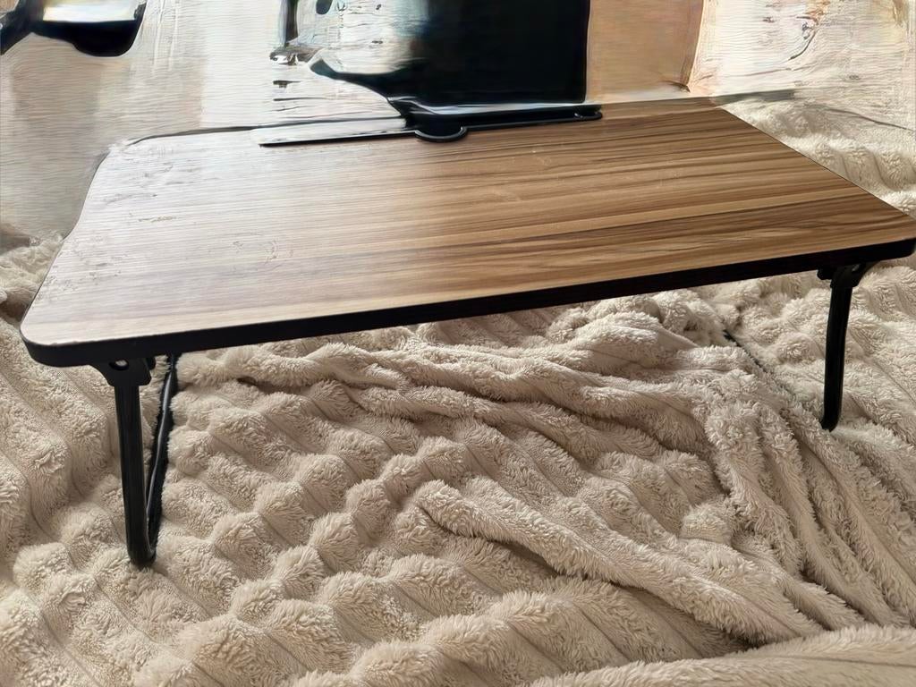 Opvouwbaar Laptoptafeltje - Houtnerf Design, Computers en Software, Laptoptafels, Zo goed als nieuw, Ophalen
