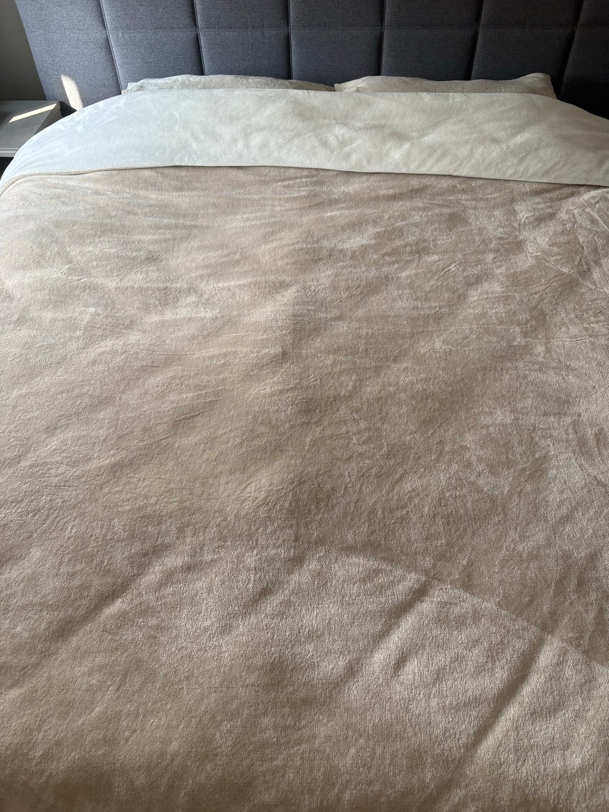 OPTIDEE kasjmier dekbedset met hoeslaken, Gebruikt, Beige, Beddengoedset, Overige materialen
