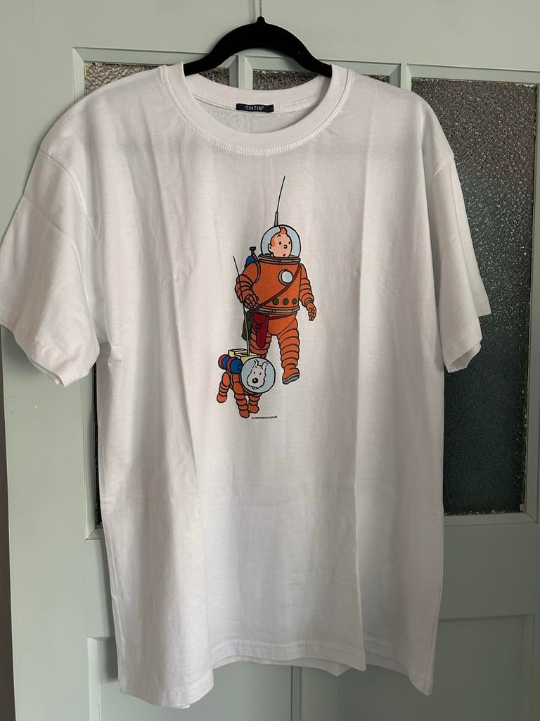 Tintin T-shirt Maat L - Kuifje in ruimtepak, Ophalen of Verzenden, Nieuw, Maat 52/54 (L), Wit