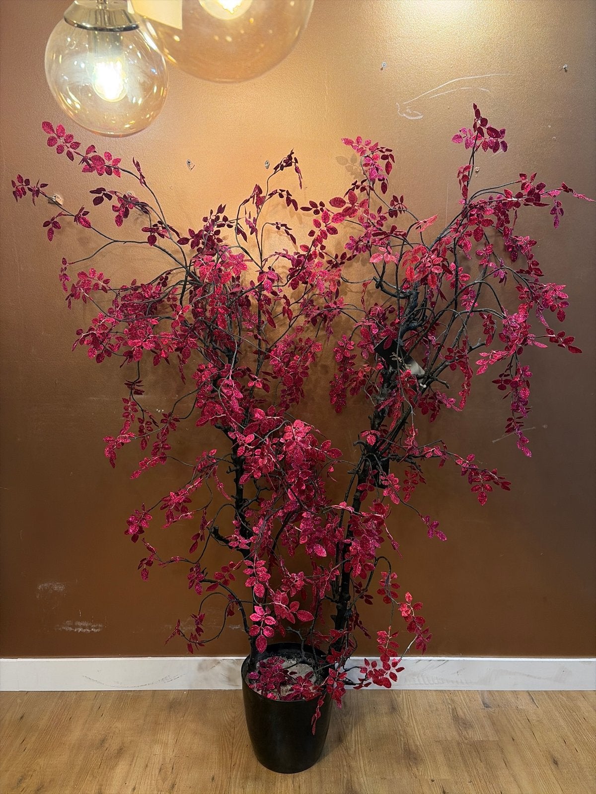 Silk-ka Glitter Roze Kunstboom op Perenstam - 185 cm, Ophalen, Binnen, Natuurlijk materiaal, Roze