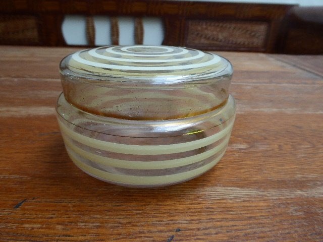 Art deco glazen dekseldoosje, Ophalen of Verzenden