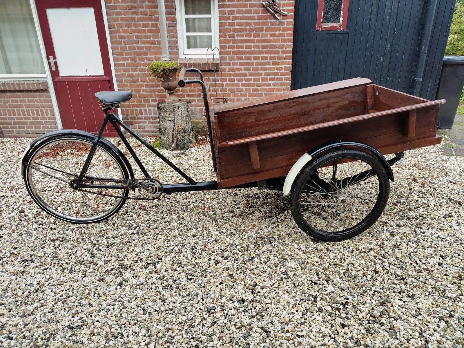 Vintage Bakfiets Jaren '50 - Ideaal voor transport of decora, Fietsen en Brommers, Terugtraprem, Gebruikt, Goederen, Ophalen