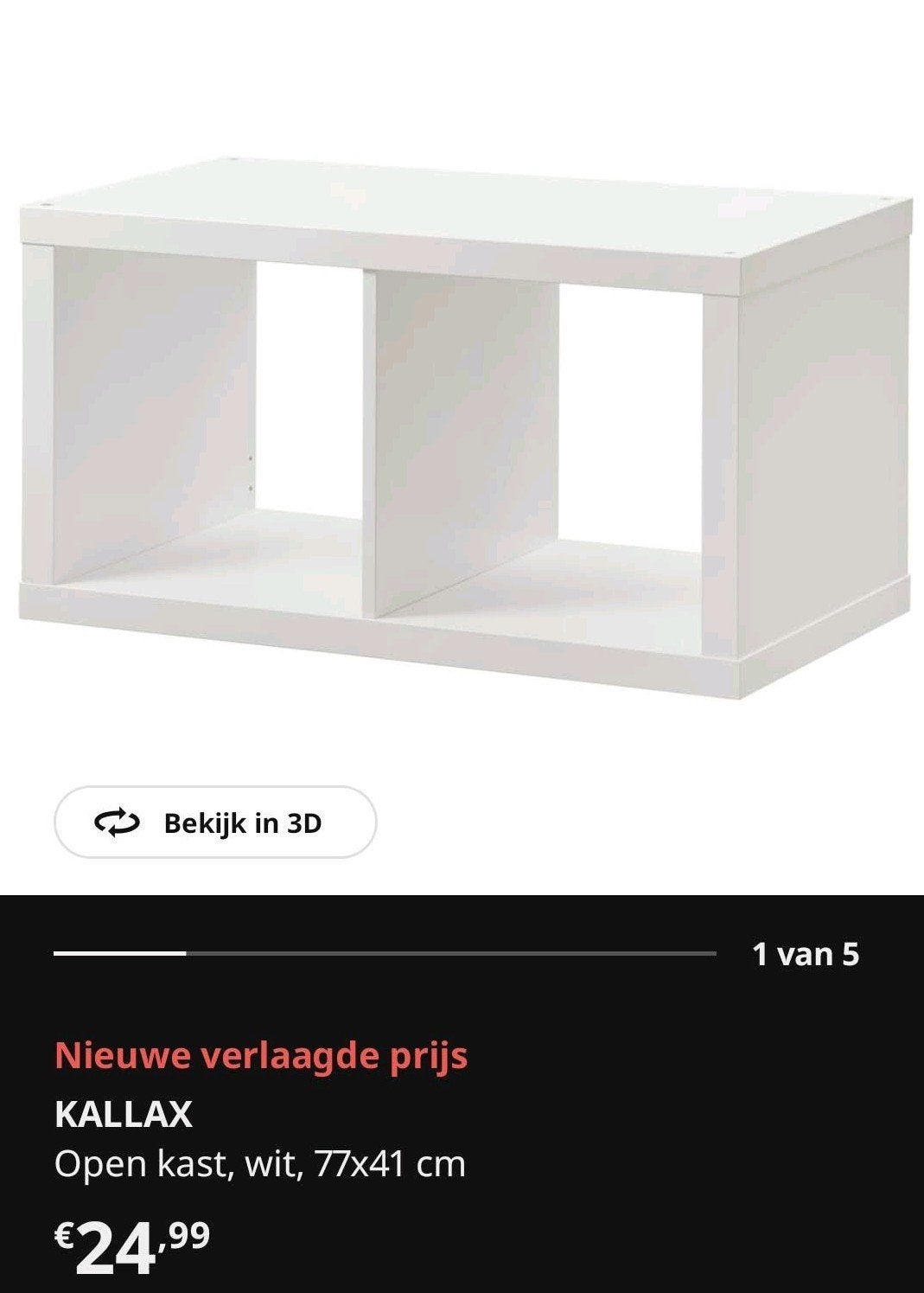 KALLAX Open kast, wit, 77x41 cm - Nieuw in verpakking, Ophalen, Nieuw
