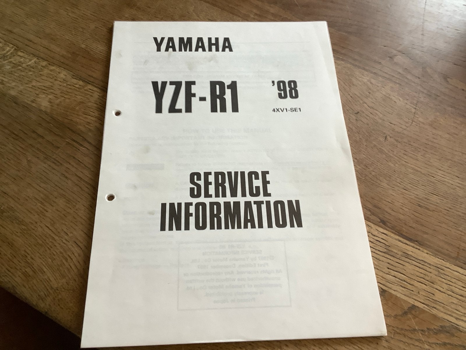 Yamaha YZF-R1 '98 Service Informatie Handleiding. (30), Verzenden, Yamaha