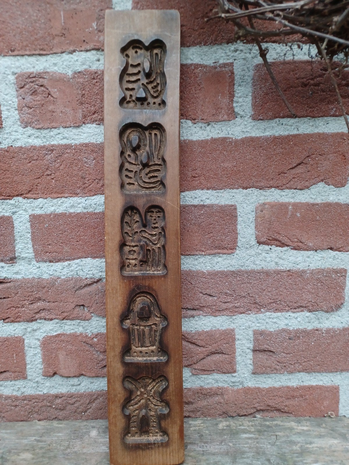 Antieke houten koekplank figuren speculaasplank, Ophalen of Verzenden