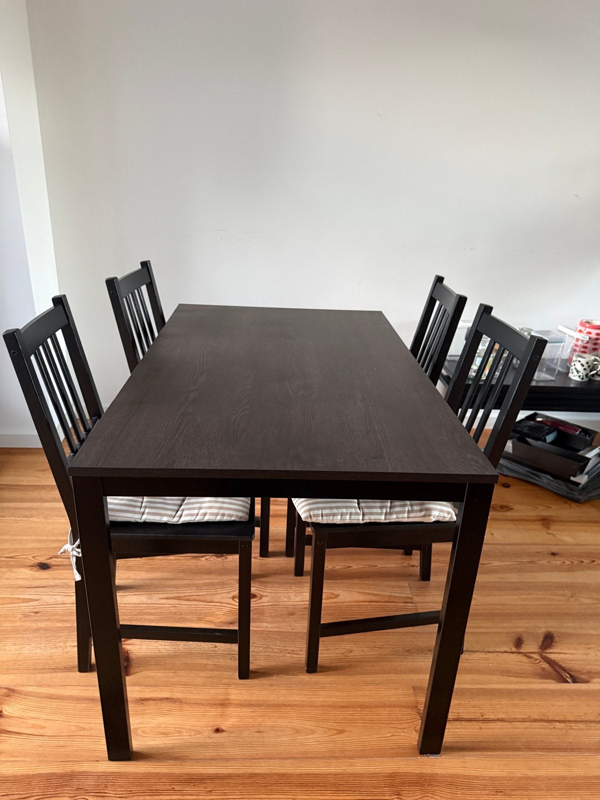 Uitschuifbare IKEA eettafel met 4 stoelen, Ophalen, Gebruikt, 100 tot 150 cm, 50 tot 100 cm