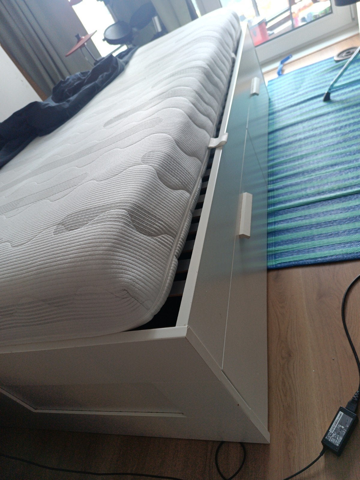 IKEA Bed met lades 140x200 - Wit, inclusief lattenbodem, Gebruikt, Wit, Tweepersoons, 200 cm