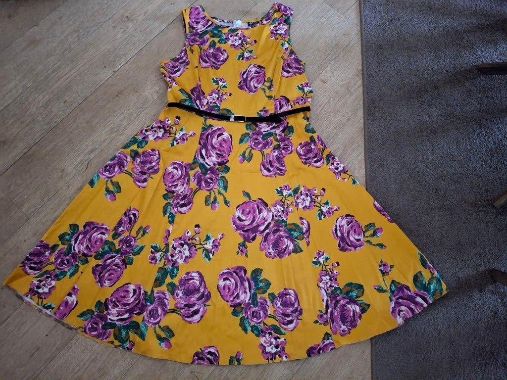 LADY VINTAGE jurk maat 2XL = 44/46 NIEUW, Kleding | Dames, Geel, Maat 46/48 (XL) of groter, Nieuw, Ophalen of Verzenden