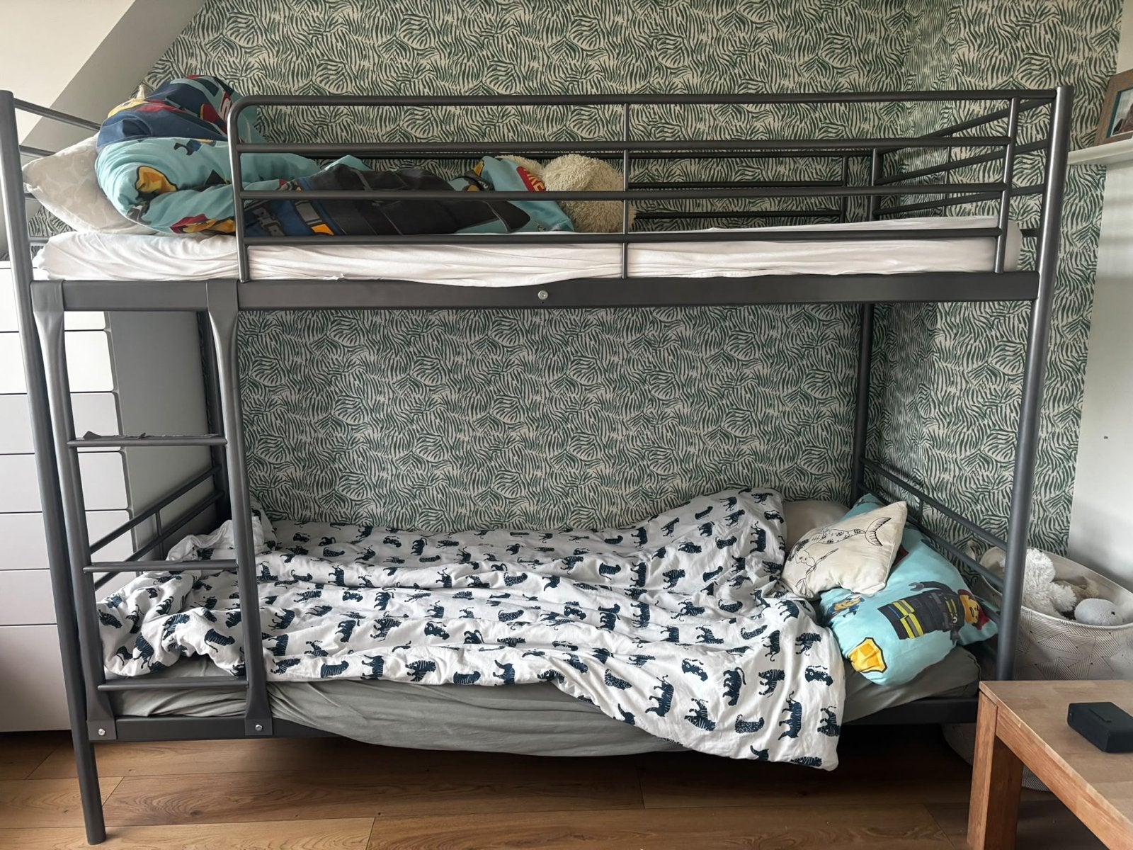IKEA Tromsö Stapelbed - Grijs Metaal, Ophalen, Gebruikt, 90 cm, 160 tot 180 cm