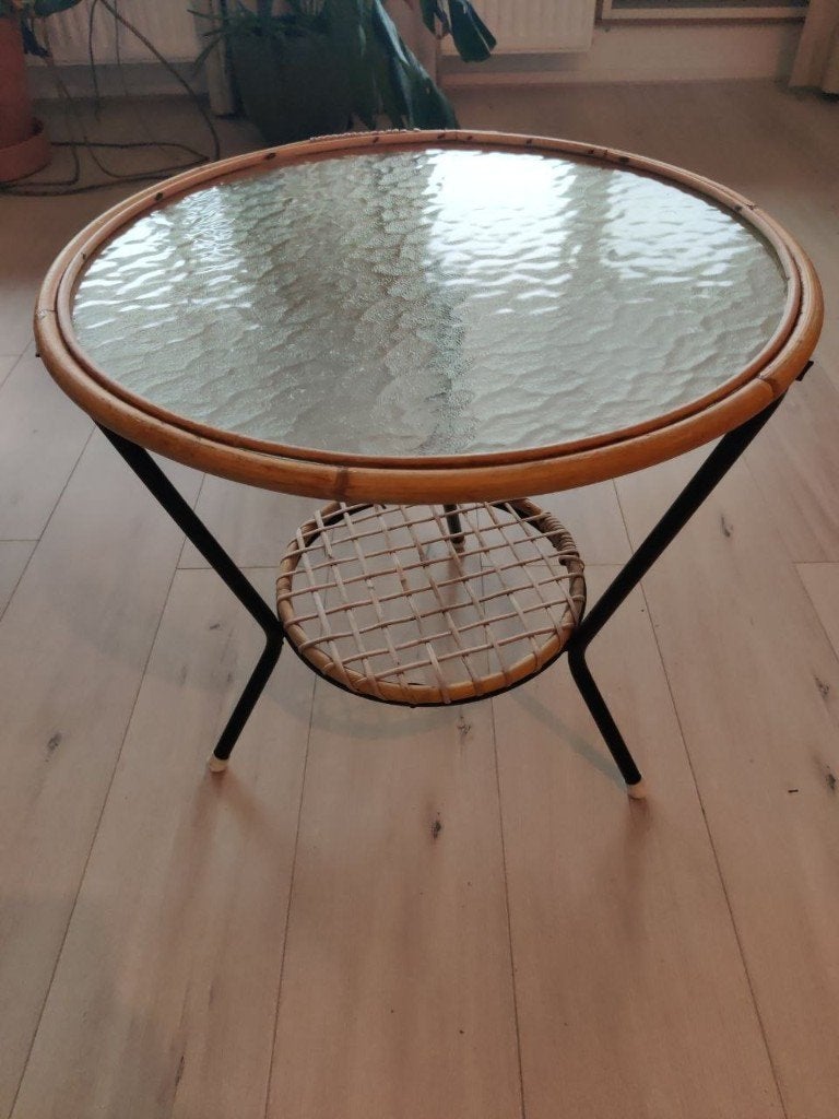 Vintage salontafel Rohé Noordwolde - rotan / bamboe jaren 60, Ophalen, Gebruikt, 100 tot 150 cm, 50 tot 100 cm