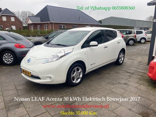 NISSAN Leaf Electric 30kW Acenta Slechts 35.000 Km, Gebruikt, Wit, Origineel Nederlands, Grijs