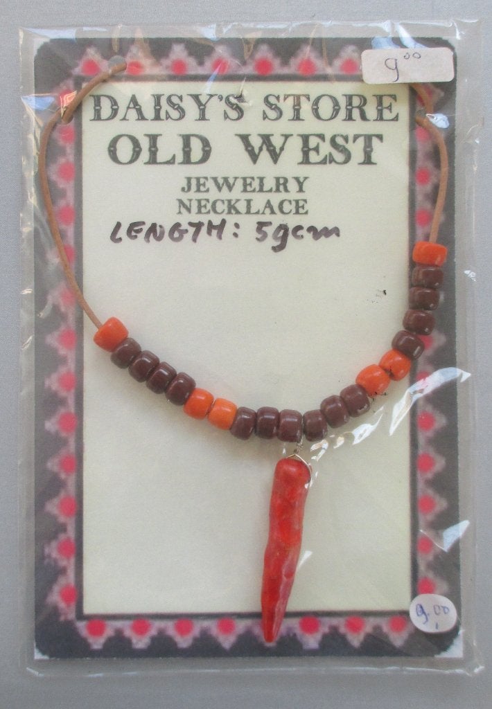 Halsketting Old West Style met br/oranje kralen sponskoraal., Ophalen of Verzenden, Nieuw, Overige materialen