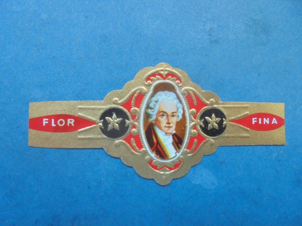 Oude sigarenband Flor Fina met portret onbekende man (p), Ophalen of Verzenden, Zo goed als nieuw, Sigarenbandjes