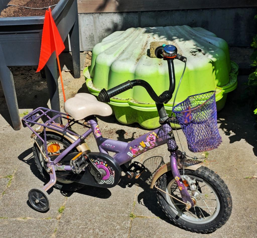 Kinderfiets Batavus Koala, paars, met zijwieltjes, Fietsen en Brommers, Ophalen, Terugtraprem, Zijwieltjes, Gebruikt