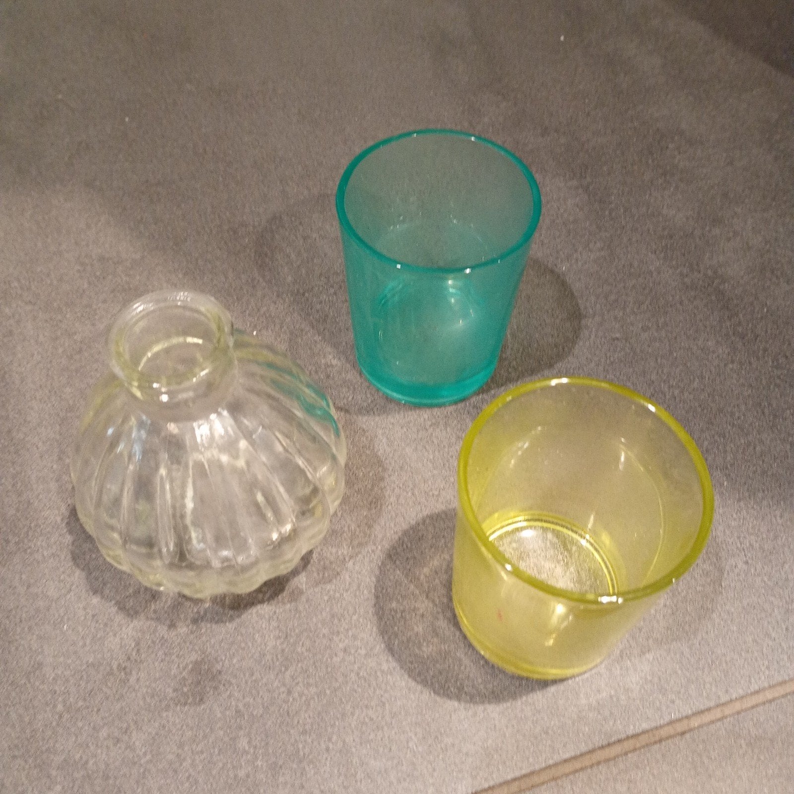 Set van 3 glazen theelichthouders/kleine vazen, Ophalen of Verzenden