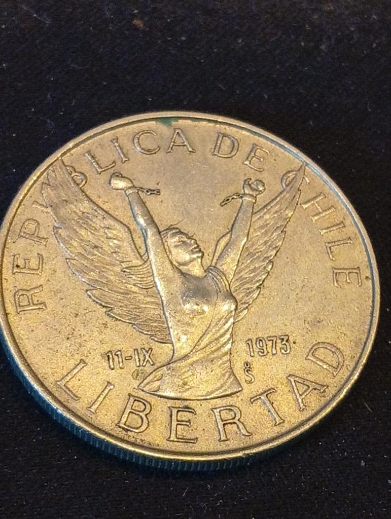 Chili 10 Pesos 1979 - Libertad 1973 herdenkingsmunt, Ophalen of Verzenden, Overige landen, Losse munt