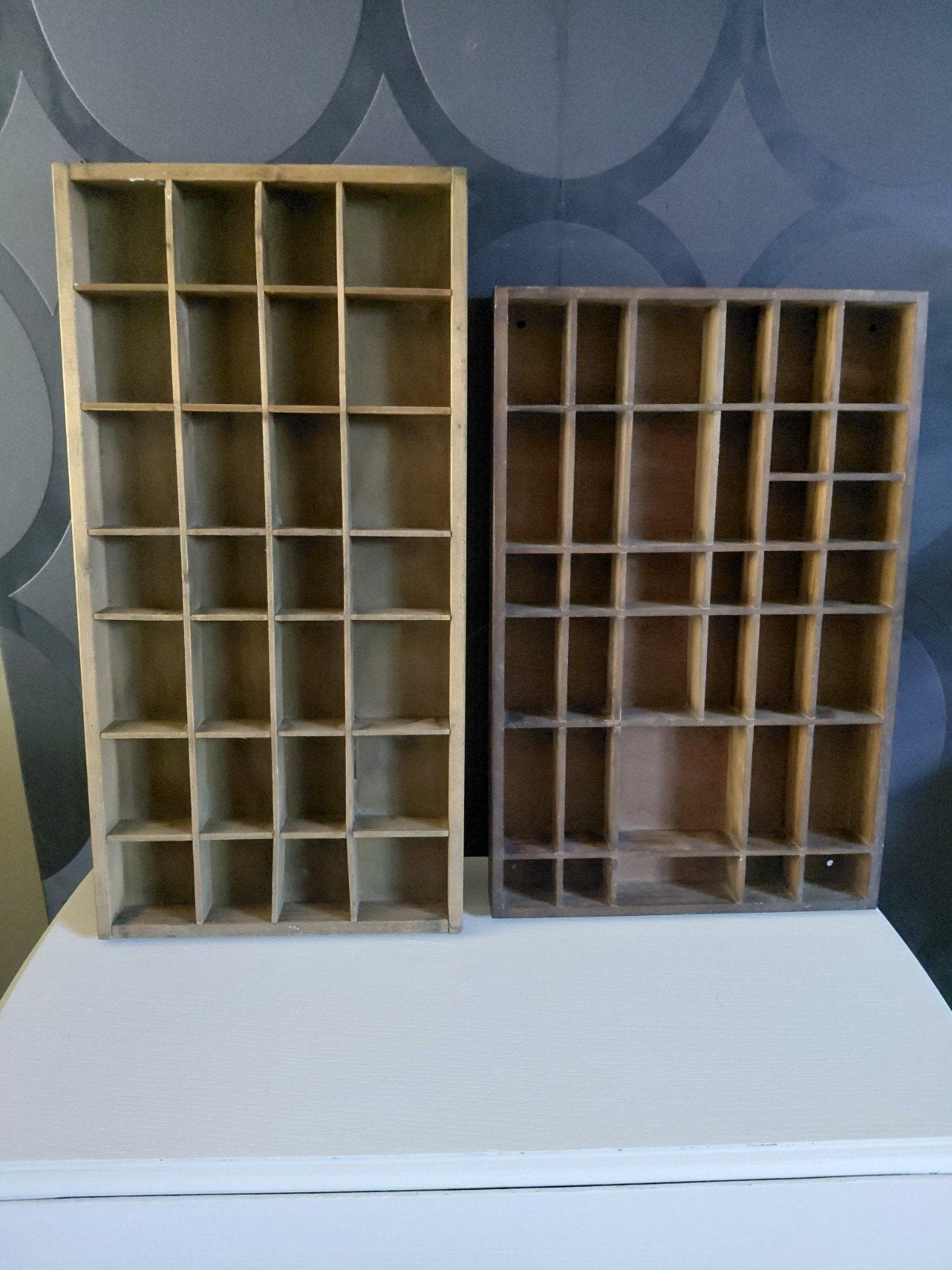 Set vintage houten letterbakken, Ophalen of Verzenden