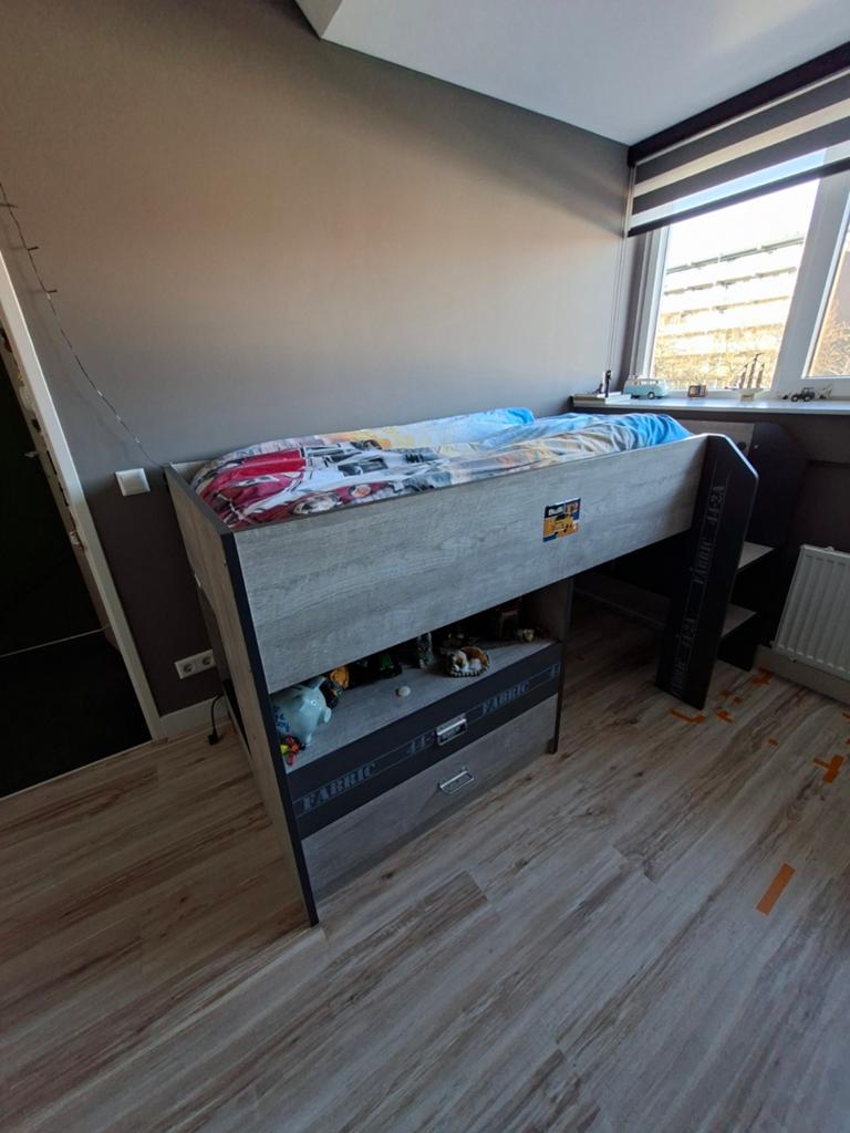 Halfhoogslaper parisot fabric met bureau, hoogslaper, Ophalen, Gebruikt, Halfhoogslaper