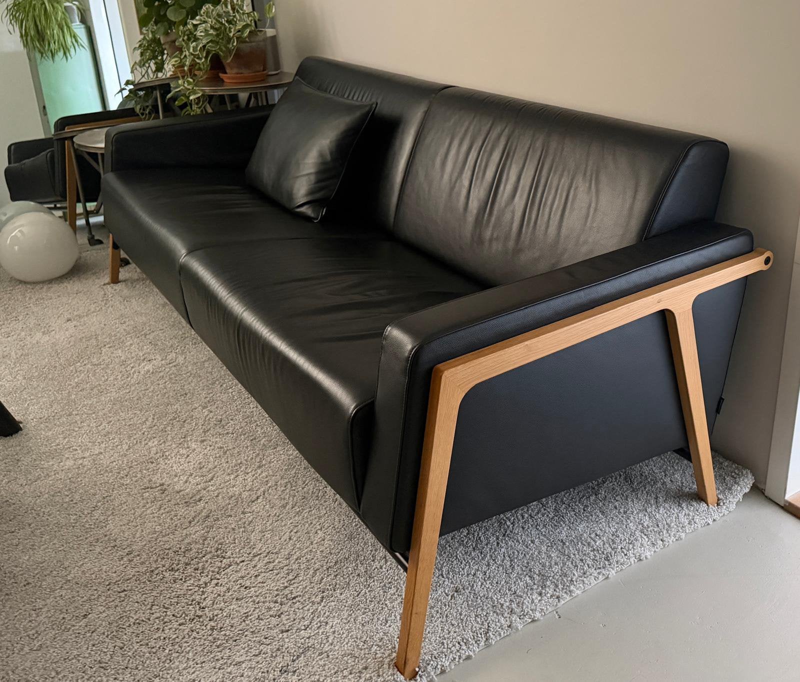 Zwart leren design bank: Harvink Splinter, Ophalen, Gebruikt, Design/modern, Tweepersoons
