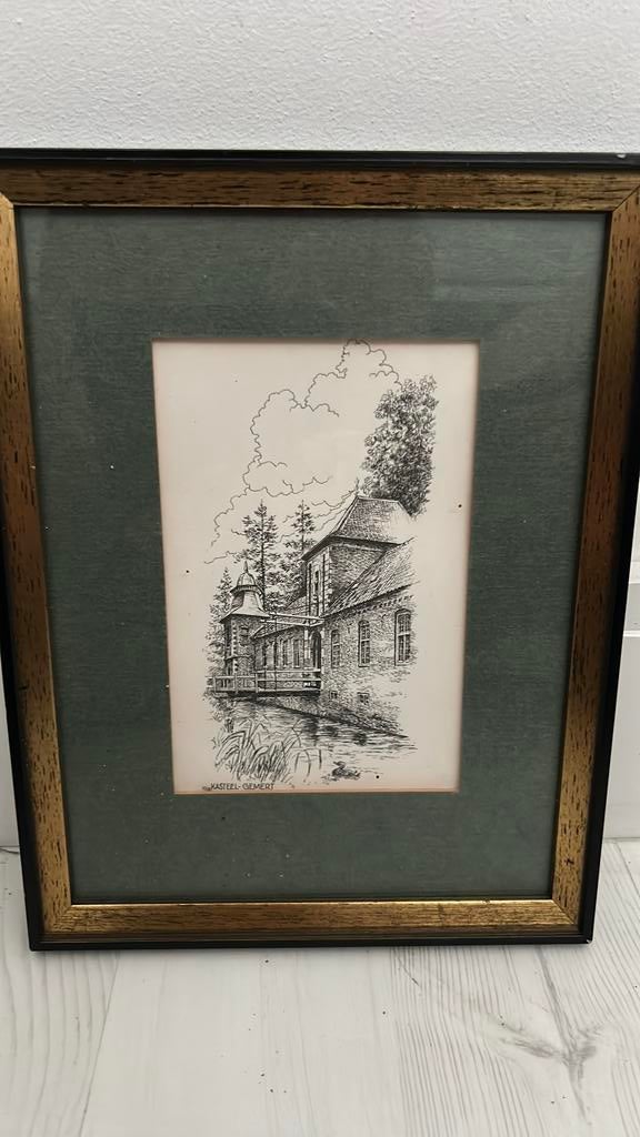 Schets tekening schilderij kasteel gemert, Antiek en Kunst, Ophalen of Verzenden