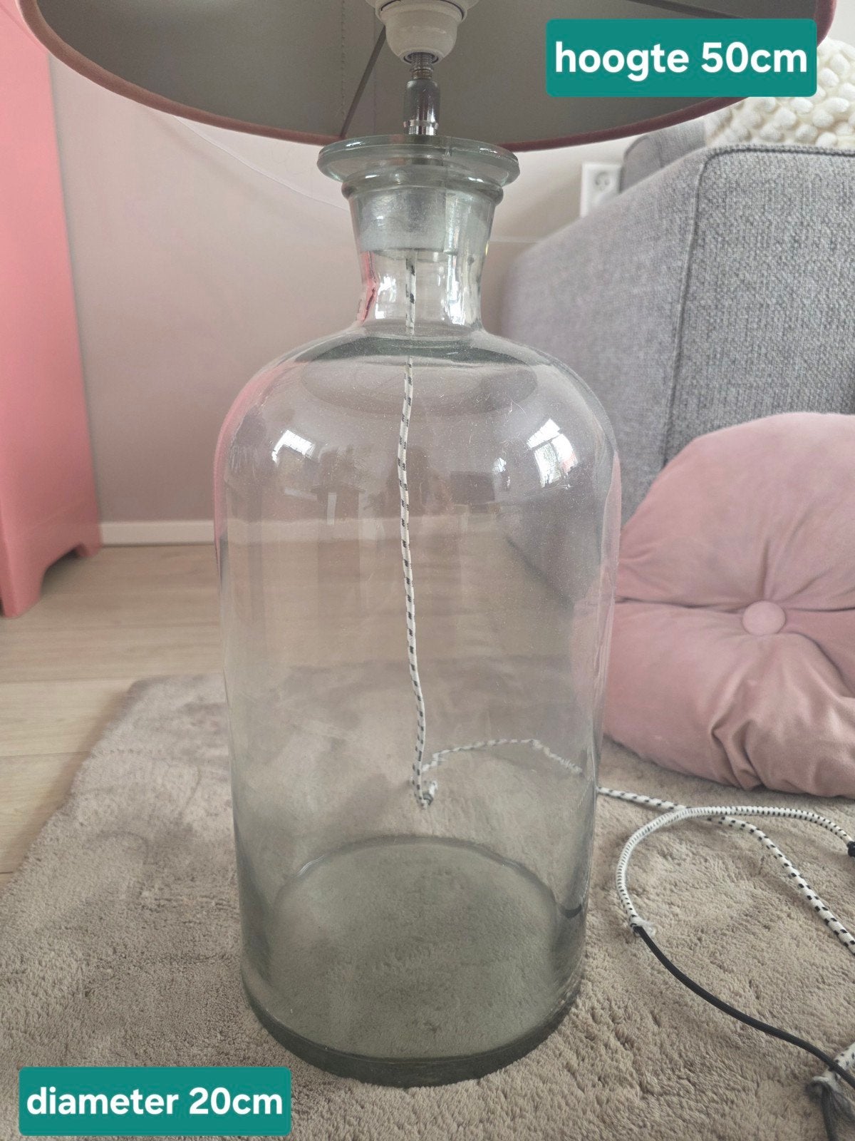 HK Living lamp met verwisselbare lampenkap, Ophalen, Overige merken, Gebruikt, Grijs
