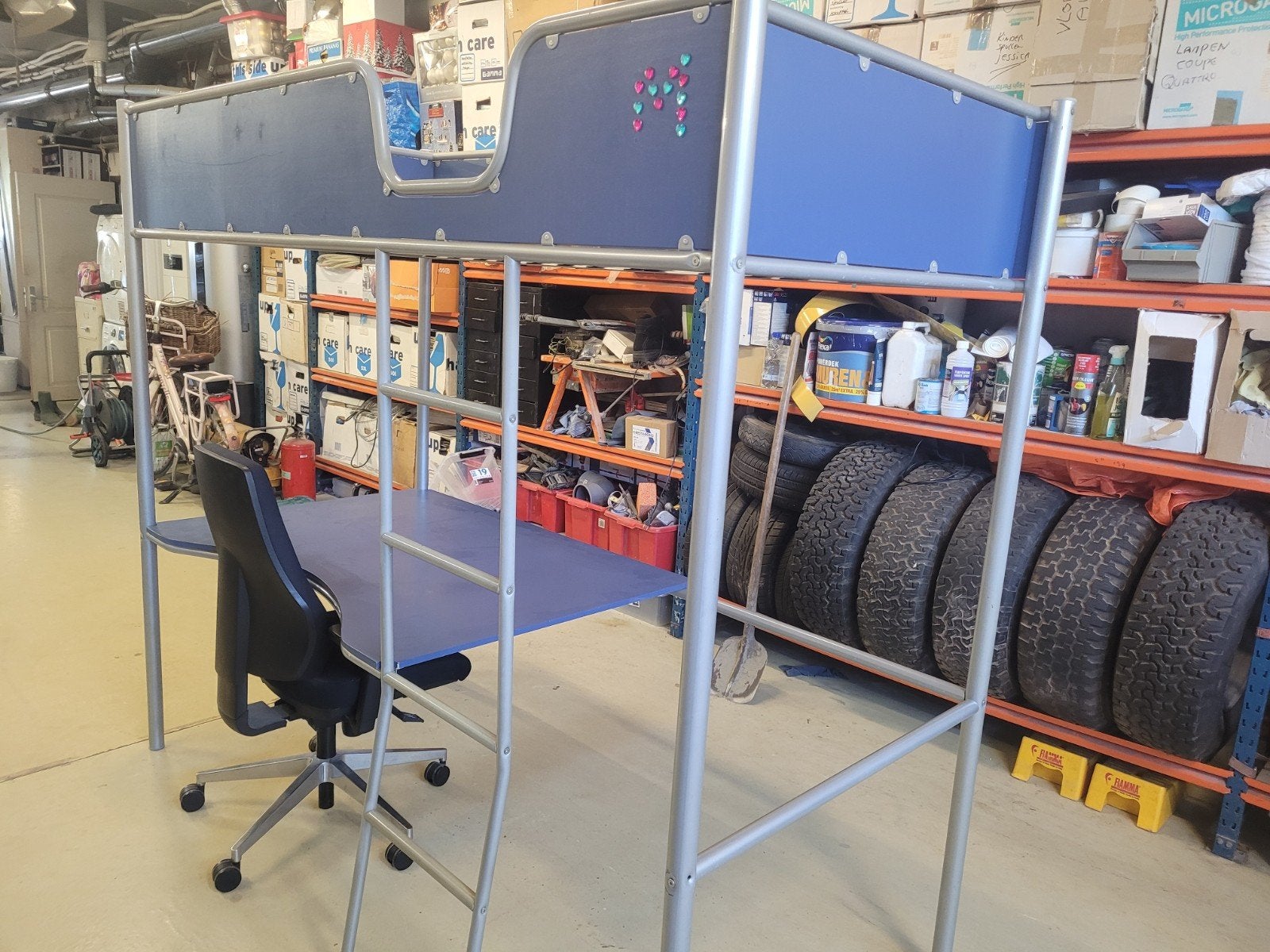 hoogslaper met bureau en stoel, Kinderen en Baby's, Kinderkamer | Stapelbedden en Hoogslapers, Ophalen, Hoogslaper