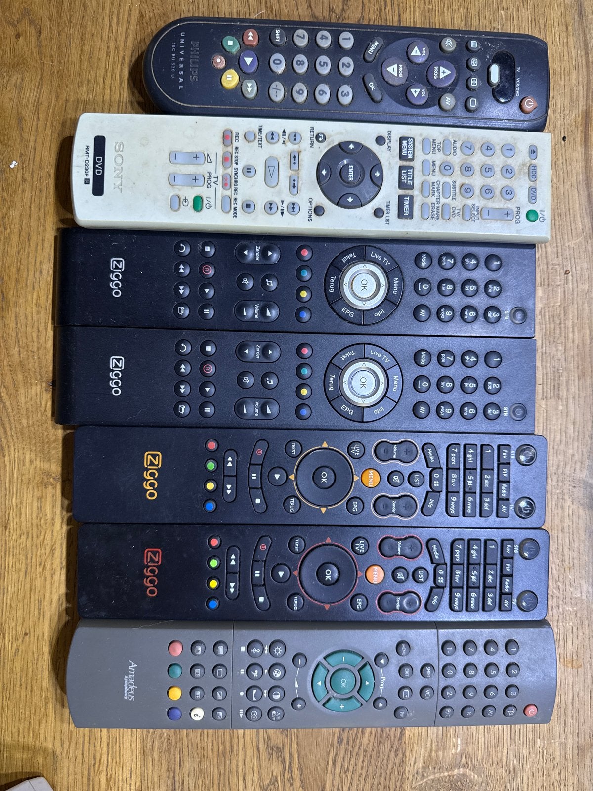 Afstandsbedieningen: Philips, Sony, Ziggo, Amadeus, Ophalen of Verzenden, Gebruikt, Universeel, Dvd